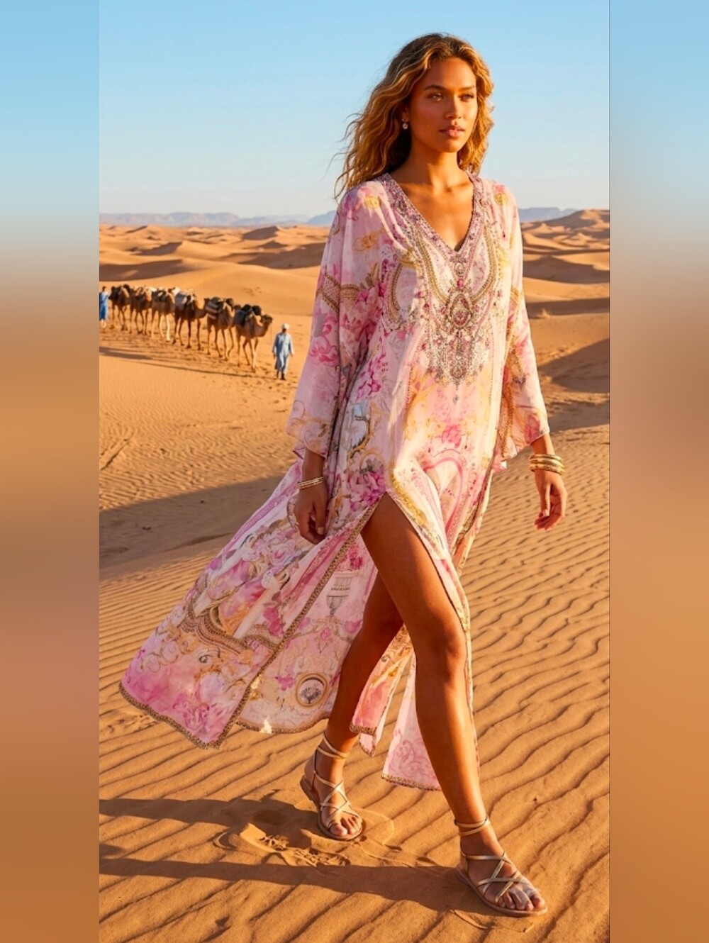 Camilla 100% Silk Caftan /Coverup/ Dress - OS